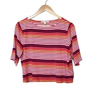 Express Striped Multicolor Ribbed Crop Top